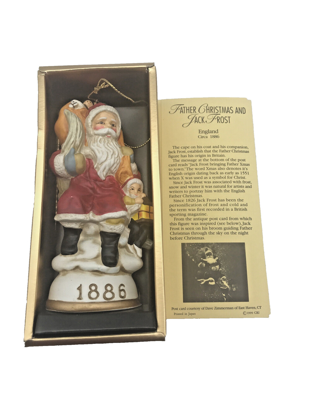 Father Christmas and Jack Frost Memories Of Santa 1886 Vtg 1999 Ornament Repro